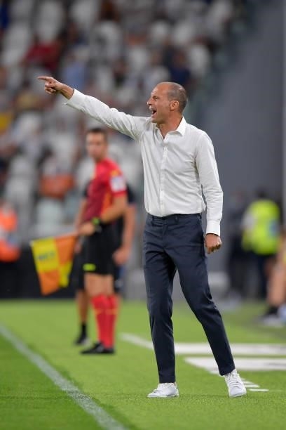 Juventus coach Massimiliano Allegri during the friendly match between Juventus and Atalanta at Allianz Stadium on August 14, 2021 in Turin, Italy.