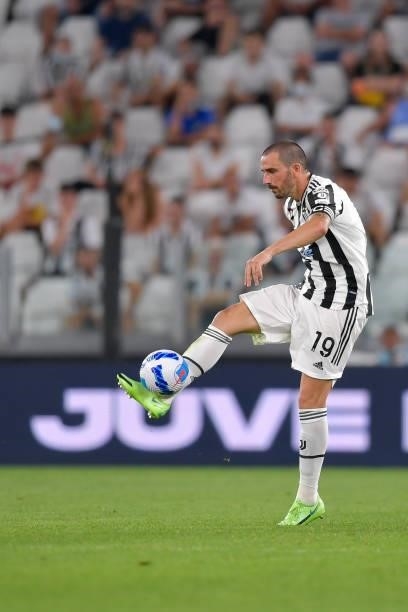 Juventus player Leonardo Bonucci during the friendly match between Juventus and Atalanta at Allianz Stadium on August 14, 2021 in Turin, Italy.