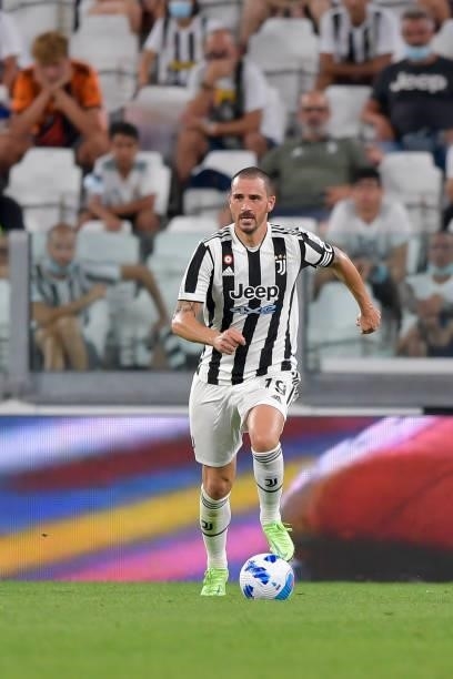Juventus player Leonardo Bonucci during the friendly match between Juventus and Atalanta at Allianz Stadium on August 14, 2021 in Turin, Italy.