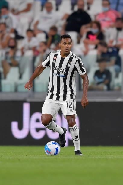 Juventus player Alex Sandro during the friendly match between Juventus and Atalanta at Allianz Stadium on August 14, 2021 in Turin, Italy.