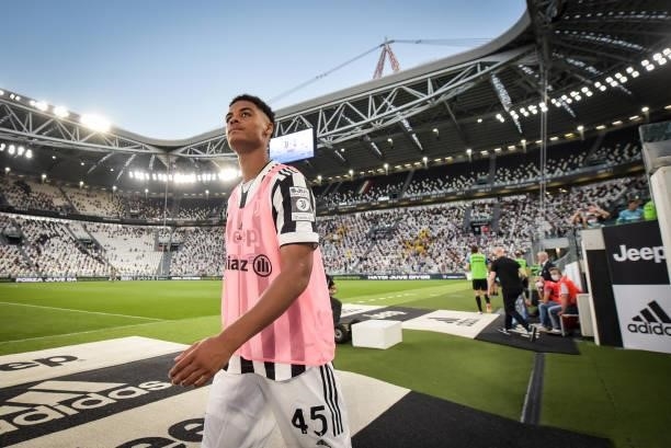 Juventus player Koni De Winter during the friendly match between Juventus and Atalanta at Allianz Stadium on August 14, 2021 in Turin, Italy.
