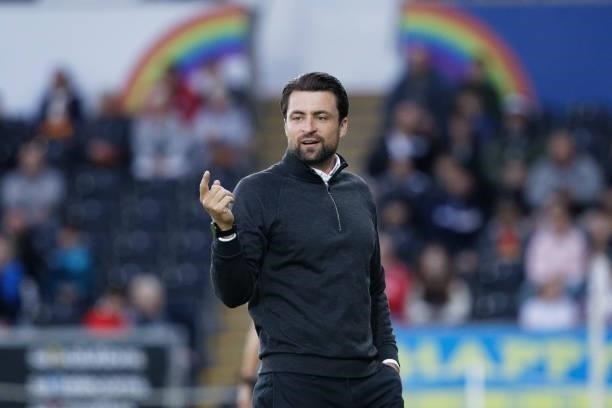 Swansea City manager Russell Martin in action during the Sky Bet Championship match between Swansea City and Stoke City at the Swansea.com Stadium on...