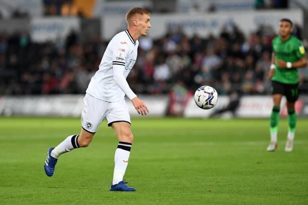 Jay Fulton of Swansea City in action during the Sky Bet Championship match between Swansea City and Stoke City at the Swansea.com Stadium on August...