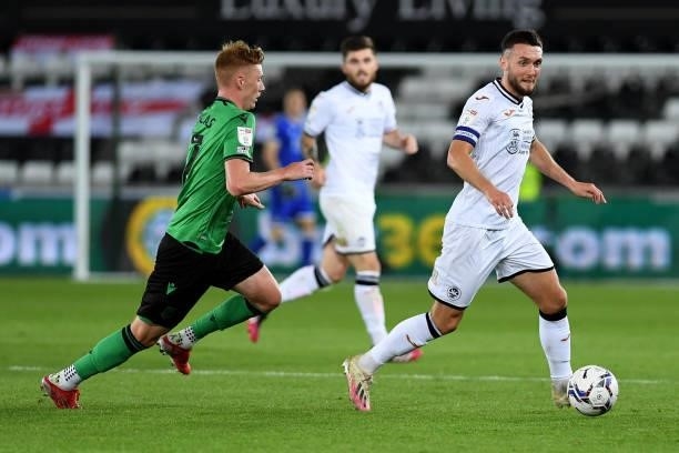 Matt Grimes of Swansea City in action during the Sky Bet Championship match between Swansea City and Stoke City at the Swansea.com Stadium on August...
