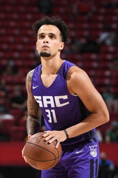 Marcus Graves of the Sacramento Kings shoots a free throw against the Boston Celtics during the 2021 Las Vegas Summer League Championship Game on...