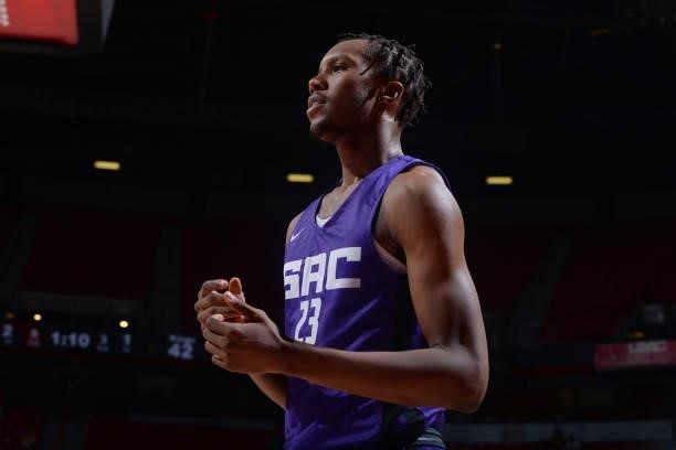 Louis King of the Sacramento Kings looks on against the Boston Celtics during the 2021 Las Vegas Summer League Championship Game on August 17, 2021...