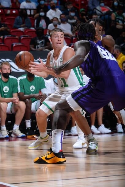 Payton Pritchard of the Boston Celtics handles the ball against the Sacramento Kings during the 2021 Las Vegas Summer League Championship Game on...