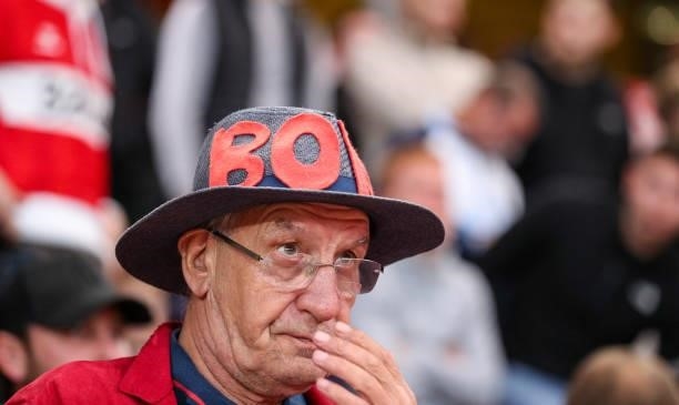 Middlesbrough fan watches on during the Sky Bet Championship match between Middlesbrough and Queens Park Rangers at Riverside Stadium on August 18,...
