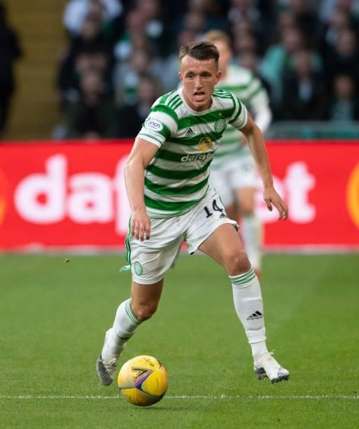 David Turnbull in action for Celtic during a UEFA Europa League qualifier between Celtic and AZ Alkmaar at Celtic Park, on August 18 in Glasgow,...