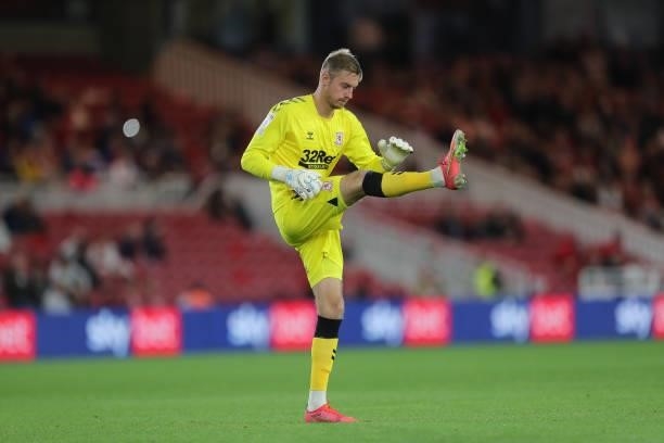 Joe Lumley of Midddlesbrough during the Sky Bet Championship match between Middlesbrough and Queens Park Rangers at the Riverside Stadium,...
