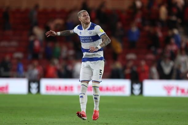 Queens Park Rangers' Jordy de Wijs celebrates after the final whistle of the Sky Bet Championship match between Middlesbrough and Queens Park Rangers...