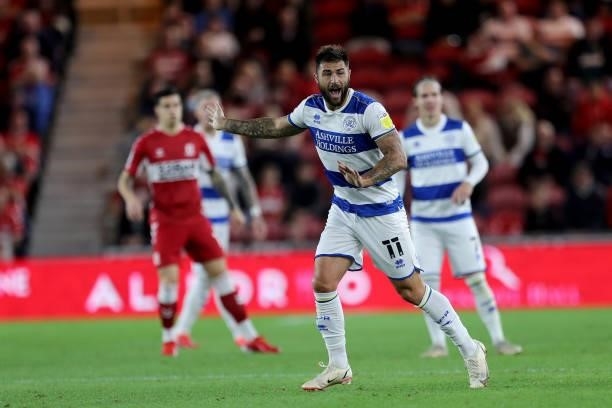 Charlie Austin of Queens Park Rangers during the Sky Bet Championship match between Middlesbrough and Queens Park Rangers at the Riverside Stadium,...