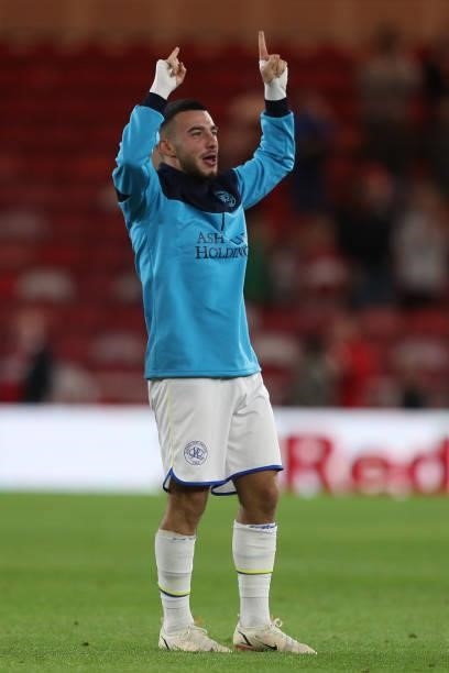Queens Park Rangers' Ilias Chair celebrates after the final whistle of the Sky Bet Championship match between Middlesbrough and Queens Park Rangers...