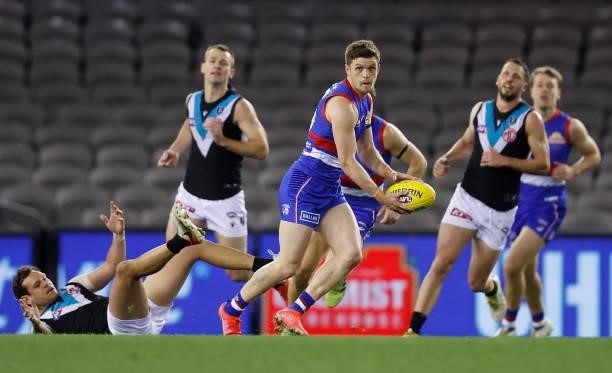 Taylor Duryea of the Bulldogs in action during the 2021 AFL Round 23 match between the Western Bulldogs and the Port Adelaide Power at Marvel Stadium...