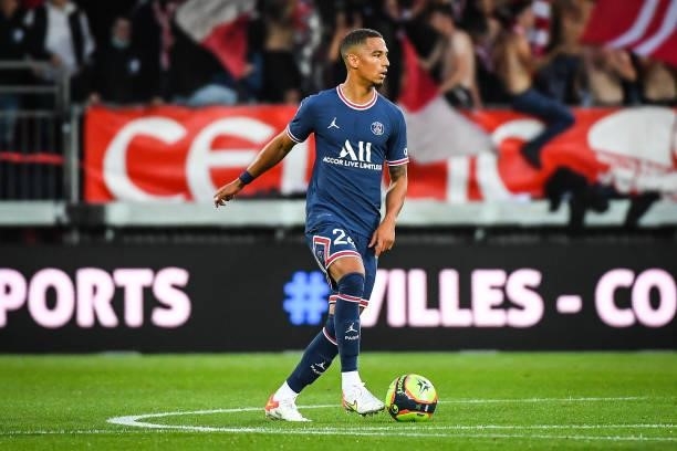 Thilo KEHRER of PSG during the Ligue 1 Uber Eats match between Brest and Paris Saint Germain at Stade Francis Le Ble on August 20, 2021 in Brest,...