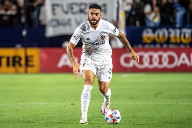 Derrick Williams of Los Angeles Galaxy controls the ball during the game against San Jose Earthquakes at the Dignity Health Sports Park on August 20,...