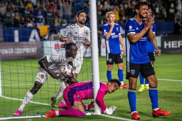 Marcinkowski of the San Jose Earthquakes reacts after conceding a goal off a corner kick during the game against Los Angeles Galaxy at the Dignity...