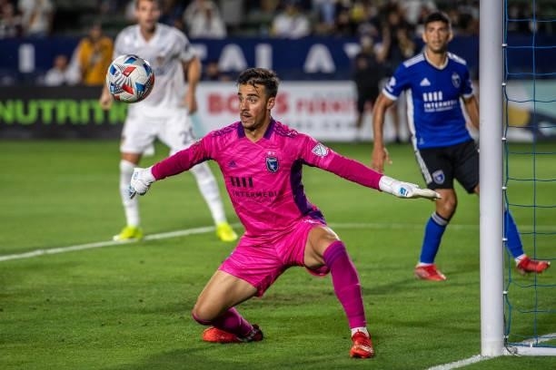 Marcinkowski of the San Jose Earthquakes makes a save during the game against Los Angeles Galaxy at the Dignity Health Sports Park on August 20, 2021...