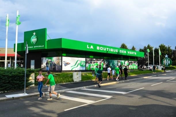 General view of AS Saint Etienne official store ahead of the French Ligue 1 Uber Eats soccer match between Saint Etienne and Lille at Stade...