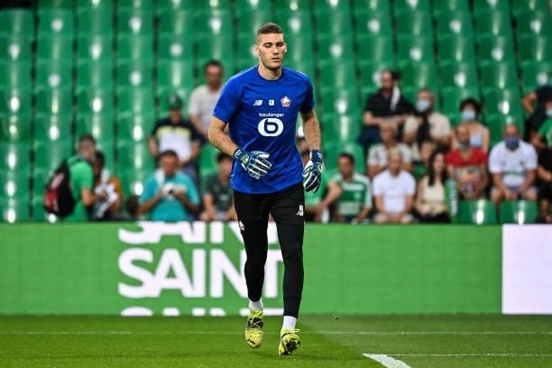 Ivo GRBIC of Lille warms up prior to the French Ligue 1 Uber Eats soccer match between Saint Etienne and Lille at Stade Geoffroy-Guichard on August...