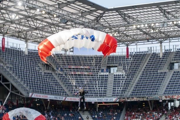 The Flying Bulls during the Admiral Bundesliga match between FC Red Bull Salzburg and SK Austria Klagenfurt at Red Bull Arena on August 21, 2021 in...