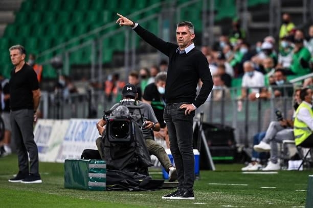 Jocelyn GOURVENNEC head coach of Lille during the French Ligue 1 Uber Eats soccer match between Saint Etienne and Lille at Stade Geoffroy-Guichard on...