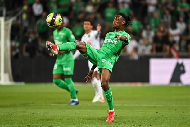 Yvan NEYOU of Saint Etienne during the French Ligue 1 Uber Eats soccer match between Saint Etienne and Lille at Stade Geoffroy-Guichard on August 21,...
