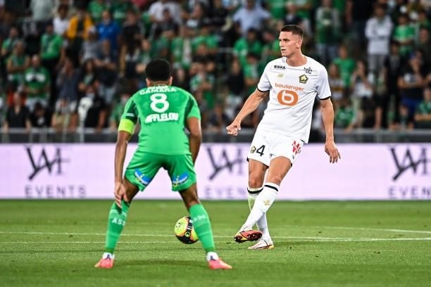 Sven BOTMAN of Lille during the French Ligue 1 Uber Eats soccer match between Saint Etienne and Lille at Stade Geoffroy-Guichard on August 21, 2021...