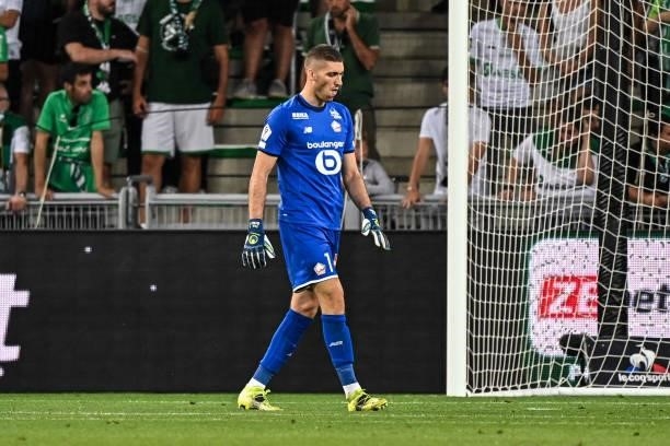 Ivo GRBIC of Lille during the French Ligue 1 Uber Eats soccer match between Saint Etienne and Lille at Stade Geoffroy-Guichard on August 21, 2021 in...
