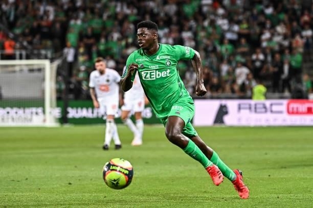 Saidou SOW of Saint Etienne during the French Ligue 1 Uber Eats soccer match between Saint Etienne and Lille at Stade Geoffroy-Guichard on August 21,...