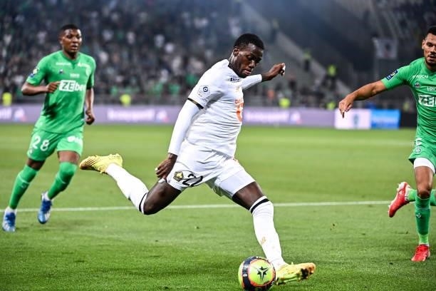 Timothy WEAH of Lille during the French Ligue 1 Uber Eats soccer match between Saint Etienne and Lille at Stade Geoffroy-Guichard on August 21, 2021...