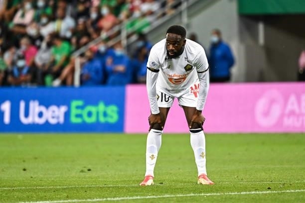 Jonathan IKONE of Lille appears dejected during the French Ligue 1 Uber Eats soccer match between Saint Etienne and Lille at Stade Geoffroy-Guichard...