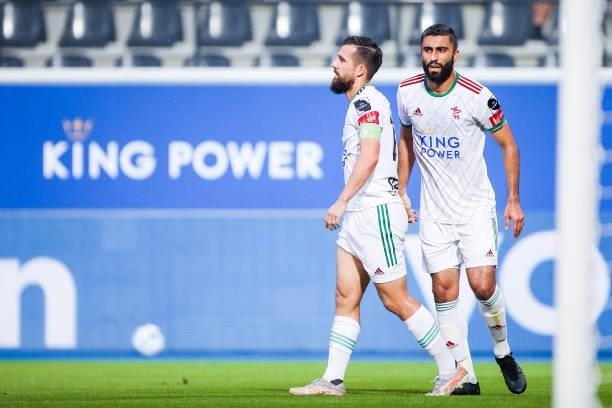 Kaveh Rezaei of OH Leuven and Xavier Mercier of OH Leuven during the Jupiler Pro League match between OH Leuven and KAS Eupen at the King Power at...
