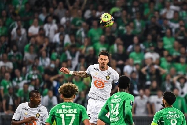 Jose FONTE of Lille during the French Ligue 1 Uber Eats soccer match between Saint Etienne and Lille at Stade Geoffroy-Guichard on August 21, 2021 in...