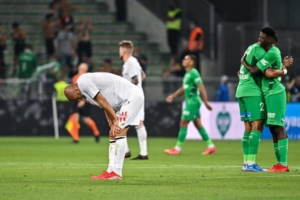 Burak YILMAZ of Lille appears dejected after the French Ligue 1 Uber Eats soccer match between Saint Etienne and Lille at Stade Geoffroy-Guichard on...