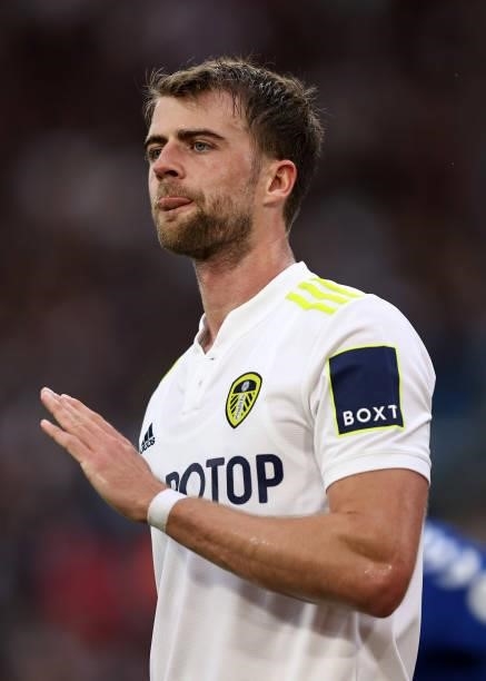 Patrick Bamford of Leeds United during the Premier League match between Leeds United and Everton at Elland Road on August 21, 2021 in Leeds, England.