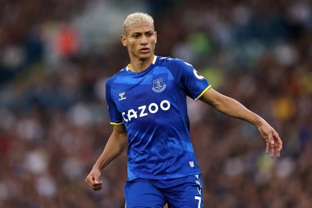 Richarlison of Everton during the Premier League match between Leeds United and Everton at Elland Road on August 21, 2021 in Leeds, England.