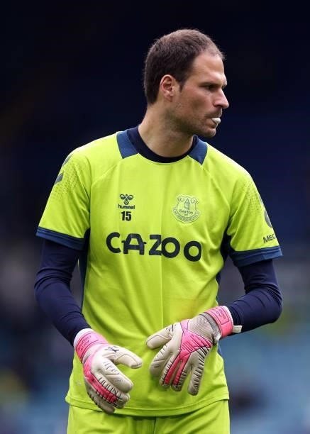 Asmir Begovic of Everton during the Premier League match between Leeds United and Everton at Elland Road on August 21, 2021 in Leeds, England.