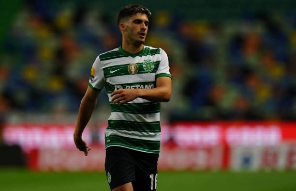 Ruben Vinagre of Sporting CP during the Liga Bwin match between Sporting CP and Belenenses SAD at Estadio Jose Alvalade on August 21, 2021 in Lisbon,...