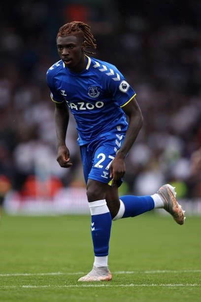 Moise Kean of Everton during the Premier League match between Leeds United and Everton at Elland Road on August 21, 2021 in Leeds, England.