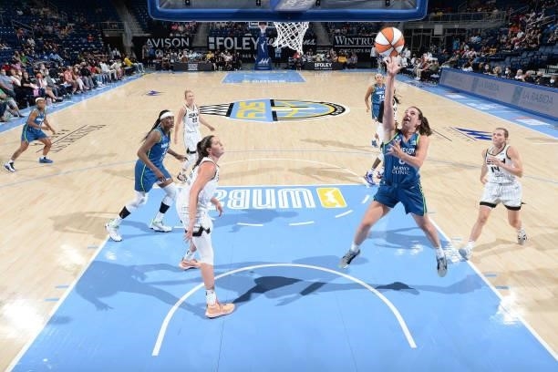 Bridget Carleton of the Minnesota Lynx shoots the ball against the Chicago Sky on August 21, 2021 at the Wintrust Arena in Chicago, Illinois. NOTE TO...