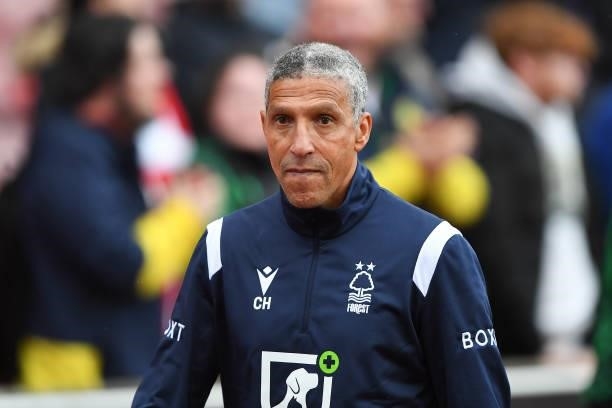 Nottingham Forest manager, Chris Hughton looking dejected after his sides third defeat in the league during the Sky Bet Championship match between...