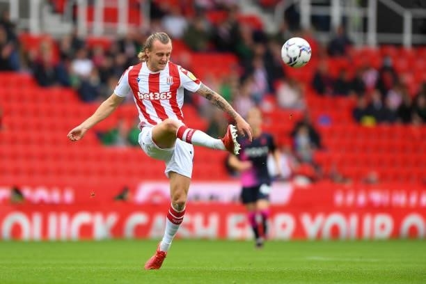 Ben Wilmot of Stoke City in action during the Sky Bet Championship match between Stoke City and Nottingham Forest at the Bet365 Stadium,...