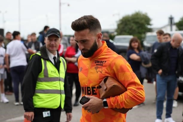 Graeme Shinnie of Derby County arrives prior to the Sky Bet Championship match between Derby County and Middlesbrough at Pride Park Stadium, Derby,...