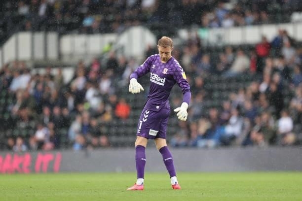 Joe Lumley of Middlesbrough during the Sky Bet Championship match between Derby County and Middlesbrough at Pride Park Stadium, Derby, UK, on 21st...