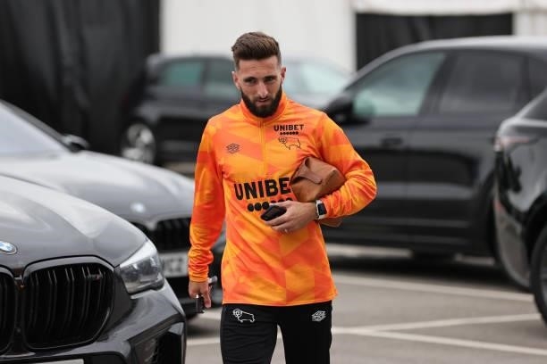 Graeme Shinnie of Derby County arrives prior to the Sky Bet Championship match between Derby County and Middlesbrough at Pride Park Stadium, Derby,...