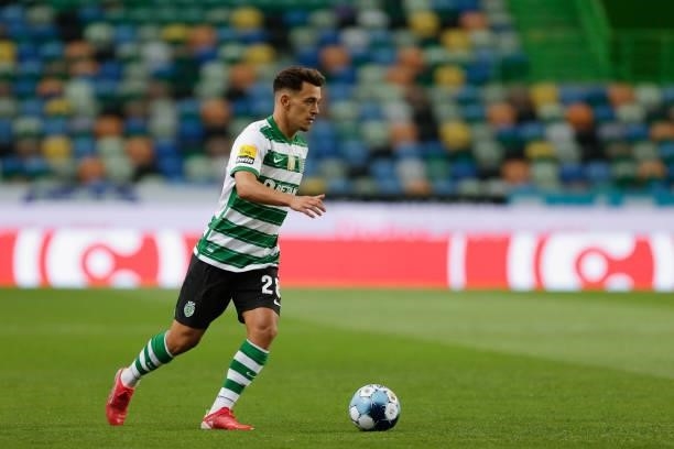 Pedro Goncalves of Sporting CP in action during the Liga Portugal Bwin match between Sporting CP and Belenenses SAD at Estadio Jose Alvalade on 21th...