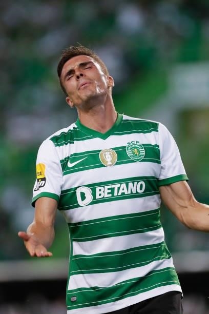 Palhinha of Sporting CP react during the Liga Portugal Bwin match between Sporting CP and Belenenses SAD at Estadio Jose Alvalade on 21th August,...