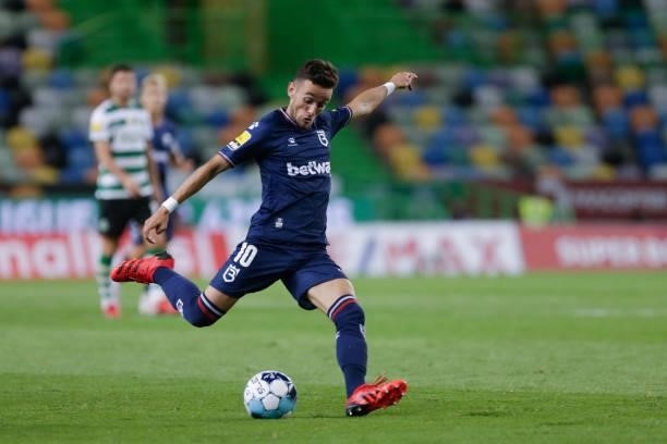 Sousa of Belenenses SAD in action during the Liga Portugal Bwin match between Sporting CP and Belenenses SAD at Estadio Jose Alvalade on 21th August,...
