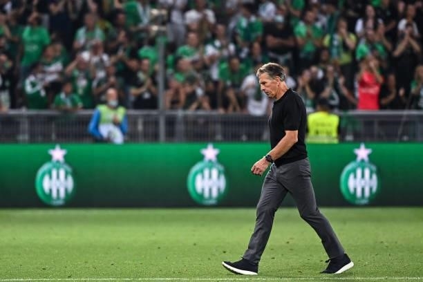 Claude PUEL head coach of Saint Etienne after the French Ligue 1 Uber Eats soccer match between Saint Etienne and Lille at Stade Geoffroy-Guichard on...